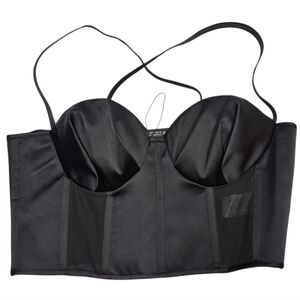 Zara Elegant Black Bustier Sheer Back Women's Medium NWOT